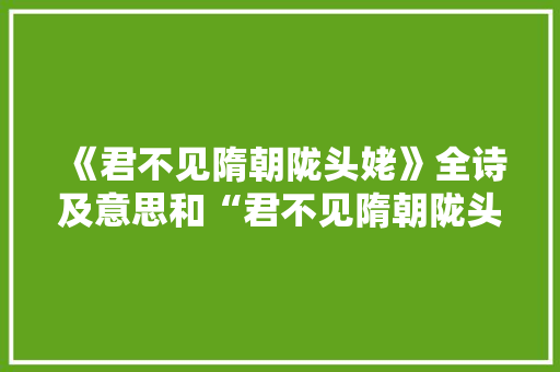 《君不见隋朝陇头姥》全诗及意思和“君不见隋朝陇头姥”的拼音注释 诗词鉴赏