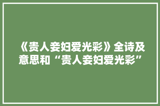 《贵人妾妇爱光彩》全诗及意思和“贵人妾妇爱光彩”的拼音注释 诗词鉴赏