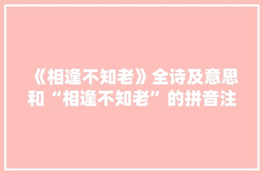 《相逢不知老》全诗及意思和“相逢不知老”的拼音注释