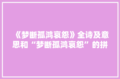 《梦断孤鸿哀怨》全诗及意思和“梦断孤鸿哀怨”的拼音注释