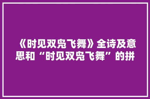 《时见双凫飞舞》全诗及意思和“时见双凫飞舞”的拼音注释