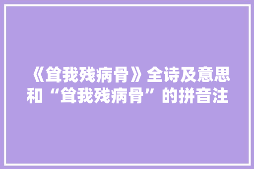 《耸我残病骨》全诗及意思和“耸我残病骨”的拼音注释 诗词鉴赏