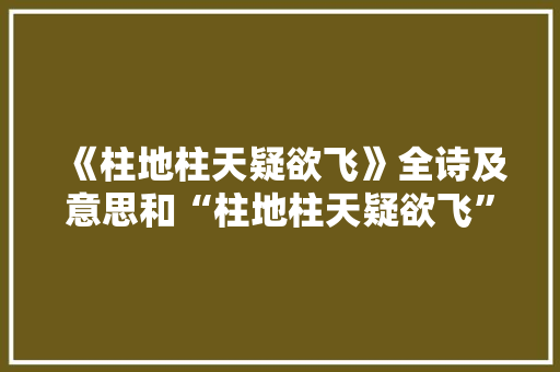 《柱地柱天疑欲飞》全诗及意思和“柱地柱天疑欲飞”的拼音注释 诗词鉴赏