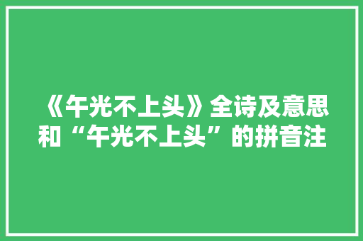 《午光不上头》全诗及意思和“午光不上头”的拼音注释 诗词鉴赏