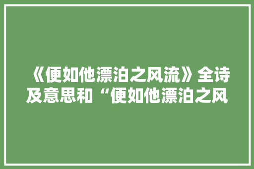 《便如他漂泊之风流》全诗及意思和“便如他漂泊之风流”的拼音注释