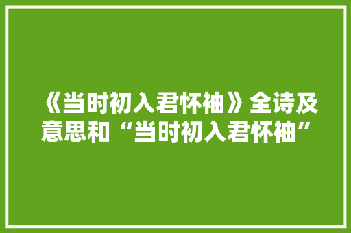 《当时初入君怀袖》全诗及意思和“当时初入君怀袖”的拼音注释
