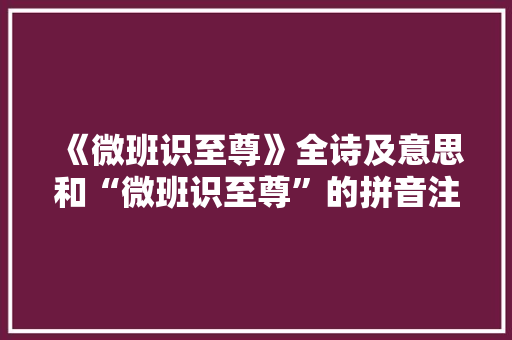 《微班识至尊》全诗及意思和“微班识至尊”的拼音注释 诗词鉴赏