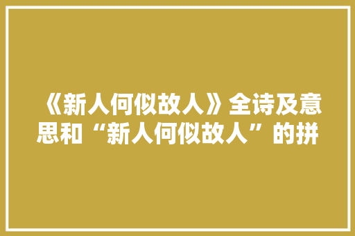 《新人何似故人》全诗及意思和“新人何似故人”的拼音注释