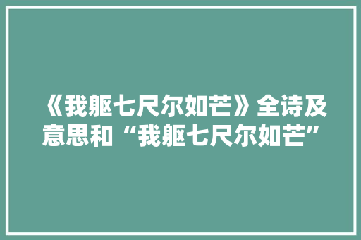 《我躯七尺尔如芒》全诗及意思和“我躯七尺尔如芒”的拼音注释 诗词鉴赏