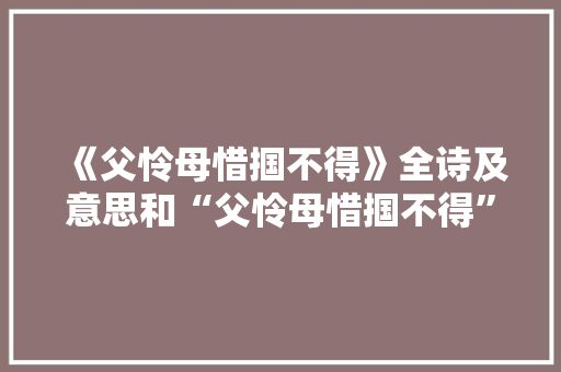 《父怜母惜掴不得》全诗及意思和“父怜母惜掴不得”的拼音注释