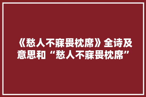 《愁人不寐畏枕席》全诗及意思和“愁人不寐畏枕席”的拼音注释