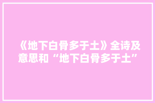 《地下白骨多于土》全诗及意思和“地下白骨多于土”的拼音注释