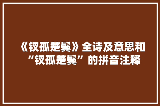 《钗孤楚鬓》全诗及意思和“钗孤楚鬓”的拼音注释
