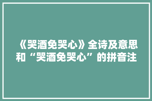 《哭酒免哭心》全诗及意思和“哭酒免哭心”的拼音注释 诗词鉴赏