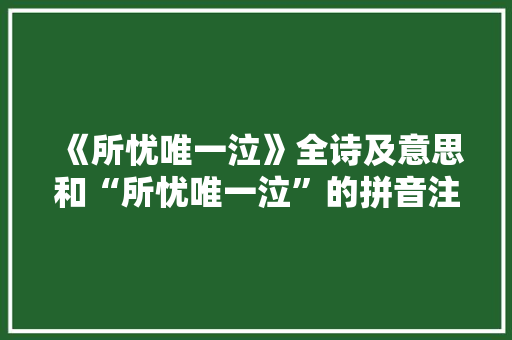《所忧唯一泣》全诗及意思和“所忧唯一泣”的拼音注释 诗词鉴赏