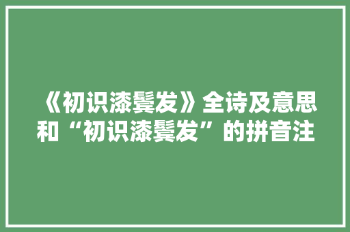 《初识漆鬓发》全诗及意思和“初识漆鬓发”的拼音注释