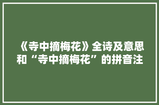 《寺中摘梅花》全诗及意思和“寺中摘梅花”的拼音注释 诗词鉴赏