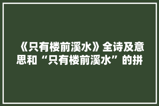 《只有楼前溪水》全诗及意思和“只有楼前溪水”的拼音注释