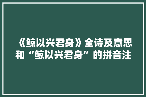 《鲸以兴君身》全诗及意思和“鲸以兴君身”的拼音注释 诗词鉴赏