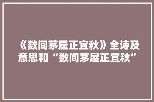 《数间茅屋正宜秋》全诗及意思和“数间茅屋正宜秋”的拼音注释