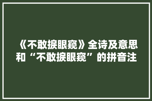 《不敢捩眼窥》全诗及意思和“不敢捩眼窥”的拼音注释