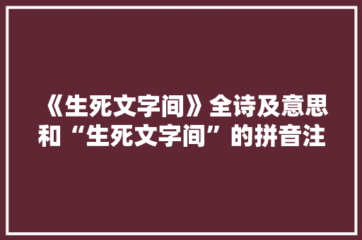 《生死文字间》全诗及意思和“生死文字间”的拼音注释 诗词鉴赏