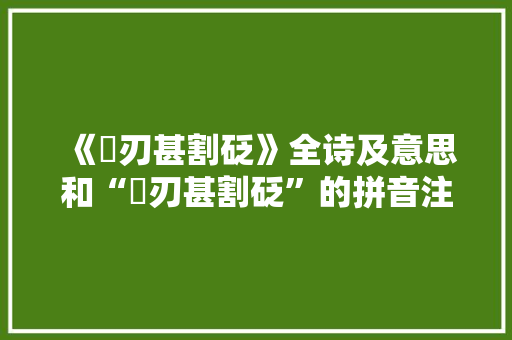 《铓刃甚割砭》全诗及意思和“铓刃甚割砭”的拼音注释 诗词鉴赏