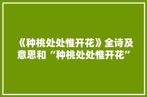 《种桃处处惟开花》全诗及意思和“种桃处处惟开花”的拼音注释 诗词鉴赏