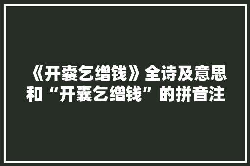 《开囊乞缯钱》全诗及意思和“开囊乞缯钱”的拼音注释 诗词鉴赏
