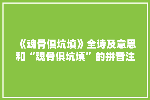 《魂骨俱坑填》全诗及意思和“魂骨俱坑填”的拼音注释