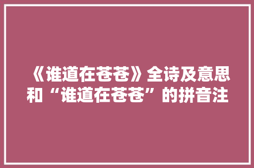 《谁道在苍苍》全诗及意思和“谁道在苍苍”的拼音注释