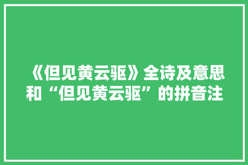 《但见黄云驱》全诗及意思和“但见黄云驱”的拼音注释 诗词鉴赏