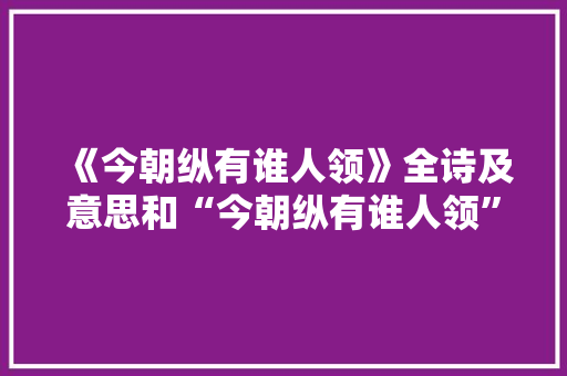《今朝纵有谁人领》全诗及意思和“今朝纵有谁人领”的拼音注释