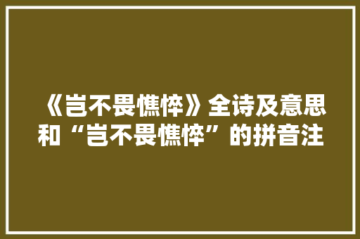 《岂不畏憔悴》全诗及意思和“岂不畏憔悴”的拼音注释