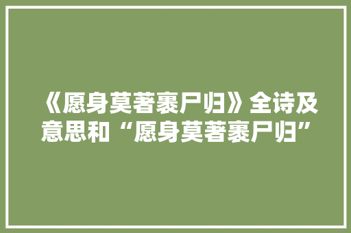 《愿身莫著裹尸归》全诗及意思和“愿身莫著裹尸归”的拼音注释