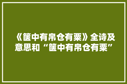《箧中有帛仓有粟》全诗及意思和“箧中有帛仓有粟”的拼音注释
