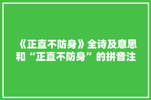 《正直不防身》全诗及意思和“正直不防身”的拼音注释