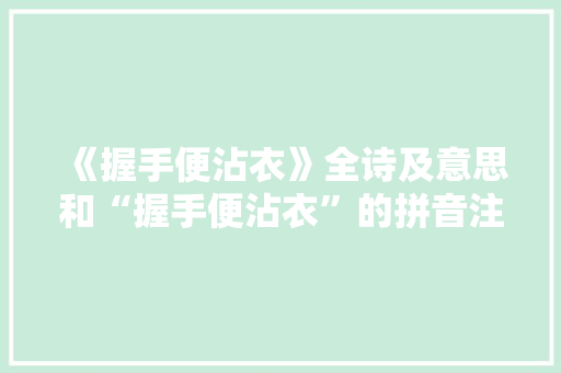 《握手便沾衣》全诗及意思和“握手便沾衣”的拼音注释