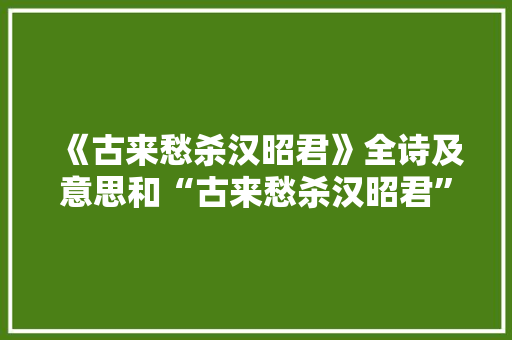 《古来愁杀汉昭君》全诗及意思和“古来愁杀汉昭君”的拼音注释