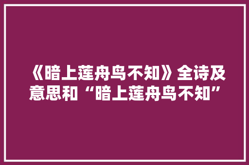 《暗上莲舟鸟不知》全诗及意思和“暗上莲舟鸟不知”的拼音注释