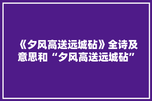 《夕风高送远城砧》全诗及意思和“夕风高送远城砧”的拼音注释