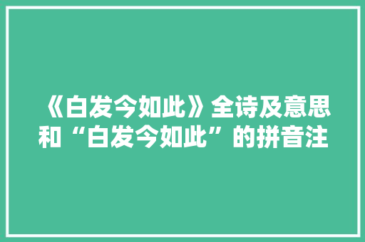 《白发今如此》全诗及意思和“白发今如此”的拼音注释
