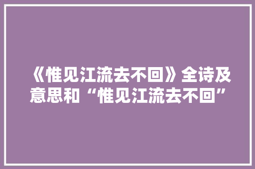 《惟见江流去不回》全诗及意思和“惟见江流去不回”的拼音注释
