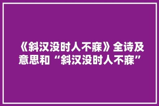 《斜汉没时人不寐》全诗及意思和“斜汉没时人不寐”的拼音注释