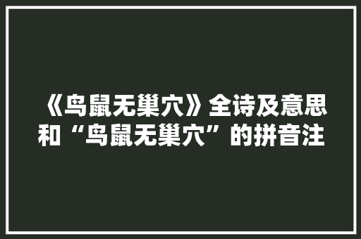 《鸟鼠无巢穴》全诗及意思和“鸟鼠无巢穴”的拼音注释