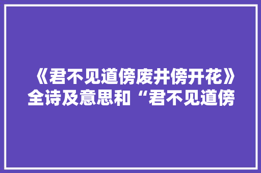 《君不见道傍废井傍开花》全诗及意思和“君不见道傍废井傍开花”的拼音注释