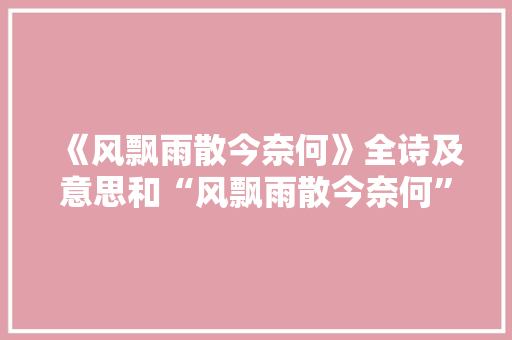 《风飘雨散今奈何》全诗及意思和“风飘雨散今奈何”的拼音注释 诗词鉴赏