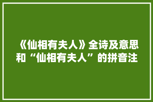 《仙相有夫人》全诗及意思和“仙相有夫人”的拼音注释 诗词鉴赏