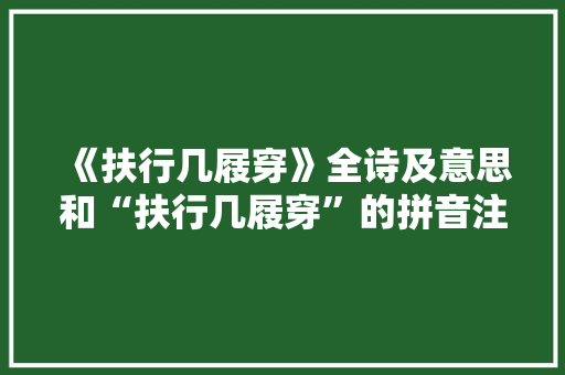 《扶行几屐穿》全诗及意思和“扶行几屐穿”的拼音注释 诗词鉴赏