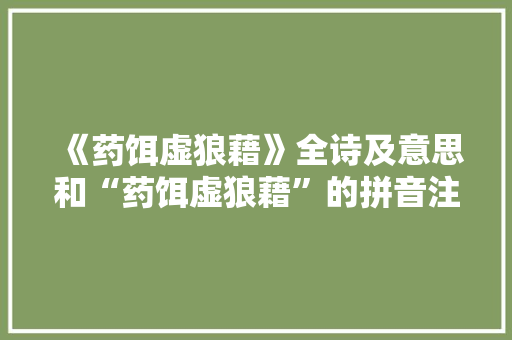 《药饵虚狼藉》全诗及意思和“药饵虚狼藉”的拼音注释